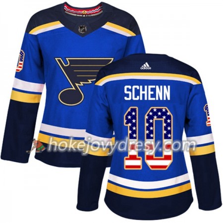 Dámské Hokejový Dres St. Louis Blues Brayden Schenn 10 2017-2018 USA Flag Fashion Modrá Adidas Authentic